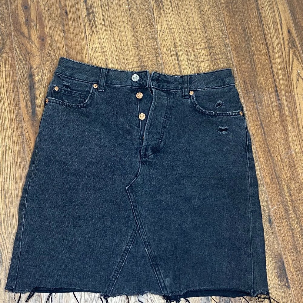 H&M Distressed Denim Black Skirt
